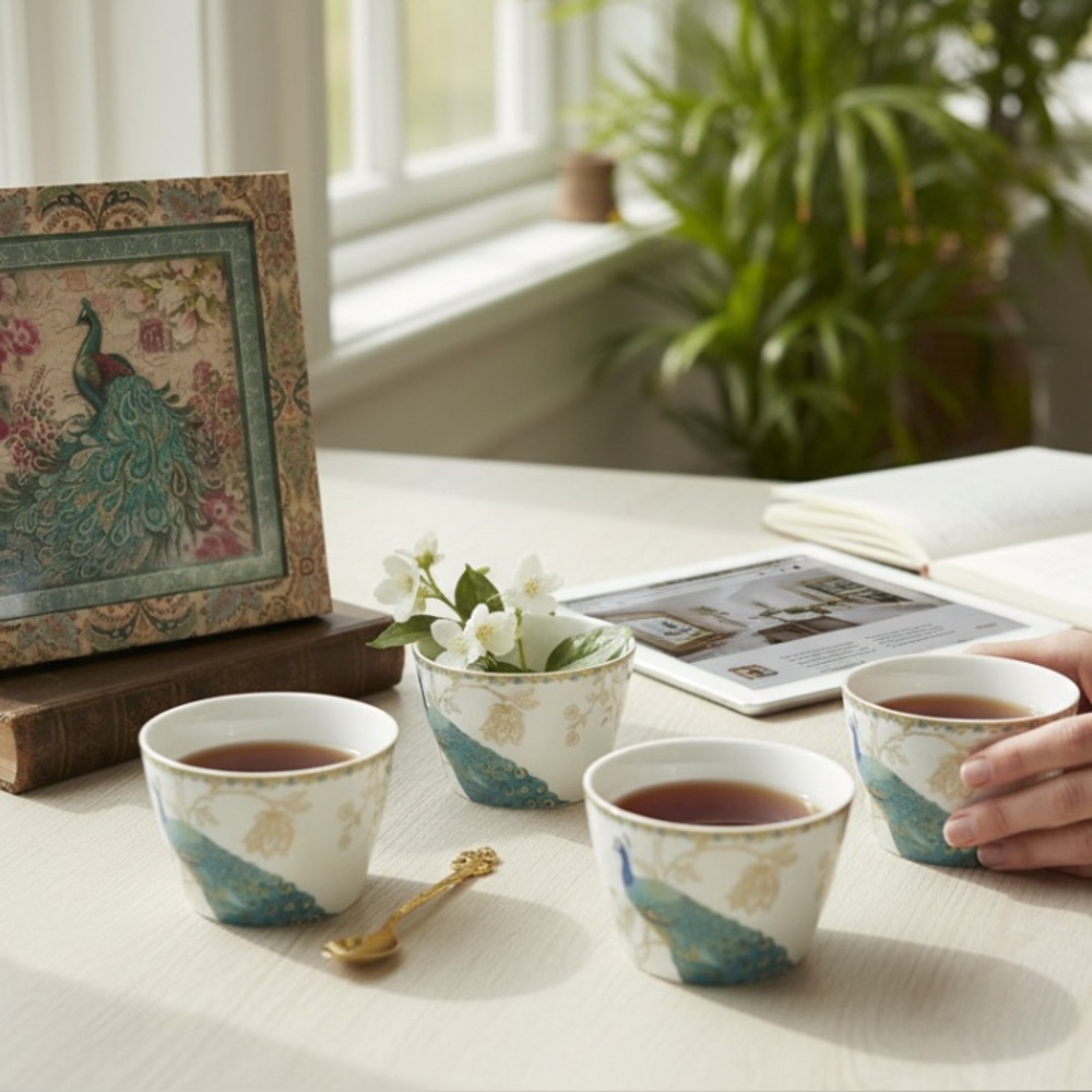 Peacock Design bowls with Box 222 Fifth